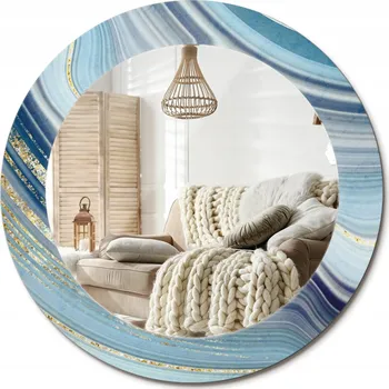 Zrcadlo Zrcadlo s potiskem do koupelny, kuchyně, předsíně - Modrý mramor, průměr 60 cm