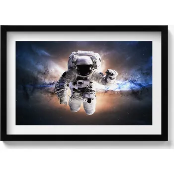Obraz Obraz grafika v černém rámu Astronaut v kosmickém prostoru 60x40 cm