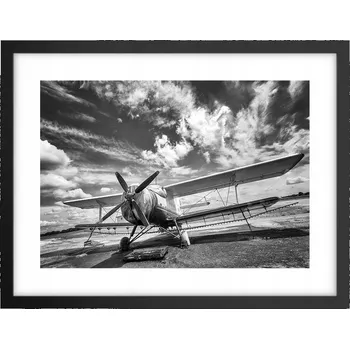 Obraz Obraz plakát v černém rámu do obýváku 40x30 letadlo foto plakáty na zeď