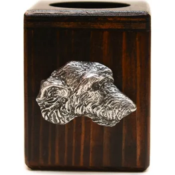 Svícen Irský vlkodav dřevěný svícen se psem, na čajovou svíčku (tealight)