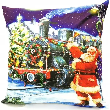 Povlak na polštářek Povlak na polštář Vánoční Santa Claus a Lokomotiva