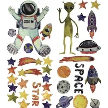 Samolepící dekorace Samolepka na stěnu XXL, fluorescenční svítící samolepky hvězdy a planety