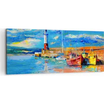 Obraz Foto obraz na plátně 100x40 rybářský přístav obývací pokoj ložnice na zeď velký