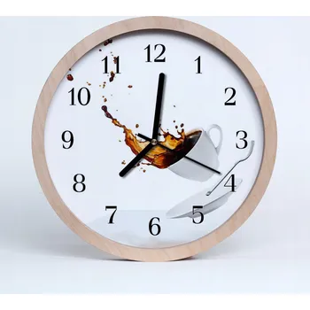 Hodiny Nástěnné quartzové hodiny s plynulým chodem Šálek kávy 20 cm