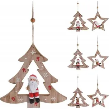 Vánoční dekorace Dřevěná závěsná vánoční koule vánoční s figurkou me