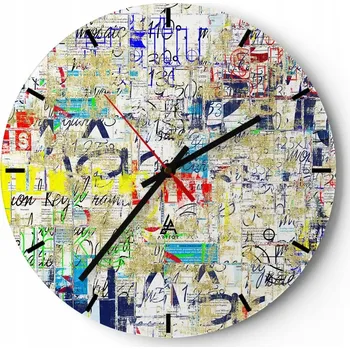 Hodiny Nástěnné hodiny do kuchyně 30x30 Graffiti Skleněné hodiny do obýváku Loft Tiché