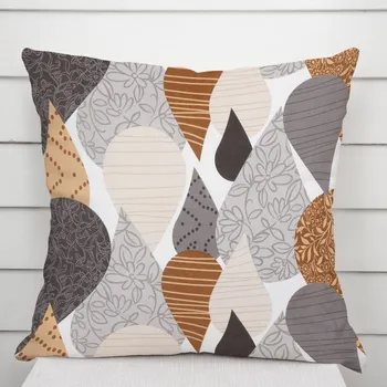 Povlak na dekorativní polštářek Bavlněný povlak na polštář Sandra SA-507 Hnědo-šedé kapky s ornamenty 40 x 60 cm