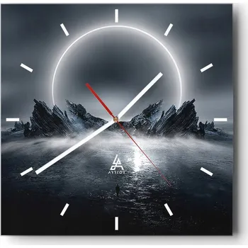 Hodiny Velké nástěnné hodiny 40x40 Futuryzm Skleněné hodiny Čtvercové Tiché