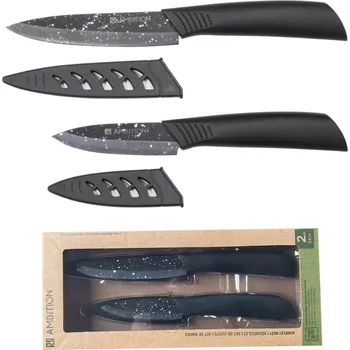 NŮŽ NA ŠKRÁBÁNÍ ZELENINY KERAMICKÝ ČERNÝ SADA 2ks AMBITION