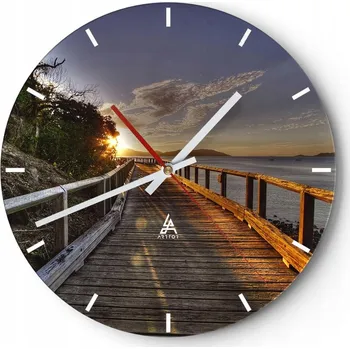Hodiny Nástěnné hodiny do kuchyně 30x30 Krajina Skleněné hodiny do obýváku Tiché