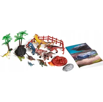 Figurka FIGURKY DINOSAURŮ 12 KS + PODLOŽKA A PŘÍSLUŠENSTVÍ SOPKA STROMY