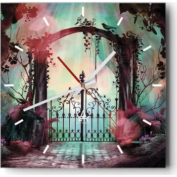 Hodiny Velké nástěnné hodiny 40x40 Fantasy Skleněné hodiny Čtvercové Tiché