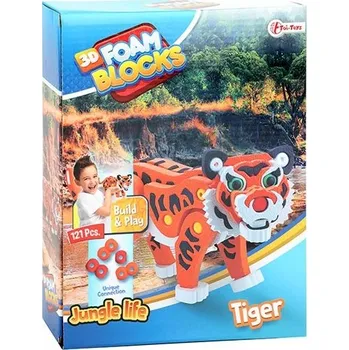 Puzzle Pěnové puzzle 3D TYGR, tygřík, VELKÉ, 121 dílků, měkké, PĚNA