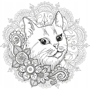 omalovánky Omalovánka pro děti Šablony k malování Silný obrys Koťátko Mandala