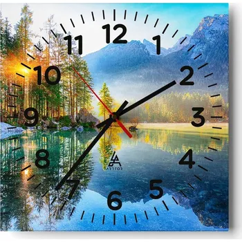 Hodiny Nástěnné hodiny do obýváku 40x40 Krajina Bezhluczne Skleněné hodiny Tiché