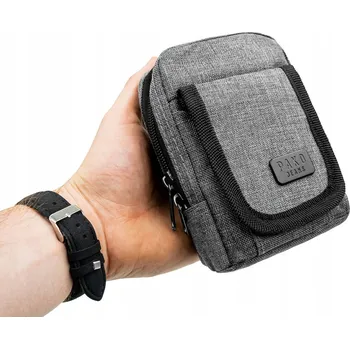 Ledvinka Pako Jeans ledvinka na opasek, pouzdro na opasek z materiálu na zip, kapsička na suchý zip šedá