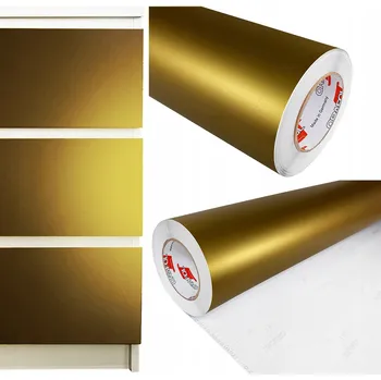 Tapeta Samolepicí Fólie matná zlatá PVC dekorativní fólie na nábytek DIY 1x1m