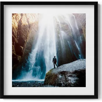 Obraz Ozdobný nástěnný obraz v rámu s grafikou Vodopád Gljúfrafoss (Gljufrabui) 50x50 cm
