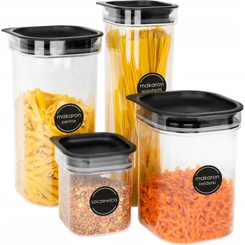 Dóza na potraviny Nádoby na potraviny, cereálie, mouku, koření a sypké produkty + samolepicí štítky