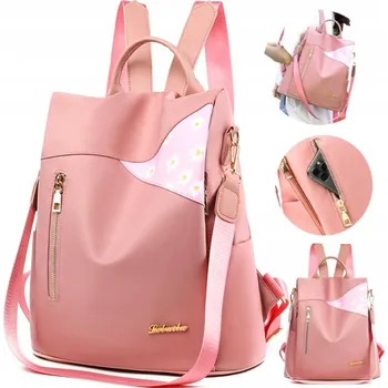 Dámský Batoh Růžový Květinový 2v1 Pink Lehký VODĚODOLNÝ taška přes rameno