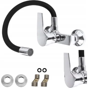 Vodovodní baterie Kuchyňská baterie nástěnná APKOMFORT Flexi černá, stříbrná