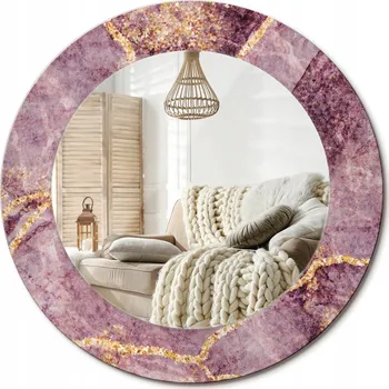 Zrcadlo Zrcadlo s potiskem do koupelny, kuchyně, předsíně - Imitace mramoru, průměr 50 cm