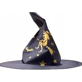 Klobouk SUPER Klobouk Čarodějnice CC271 Netopýři a Hvězdičky Černý Hallo
