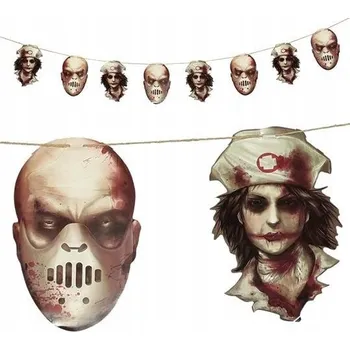 PAPÍROVÁ GIRLANDA 6 OBLIČEJŮ NEMOCNICE 2 M HALLOWEEN