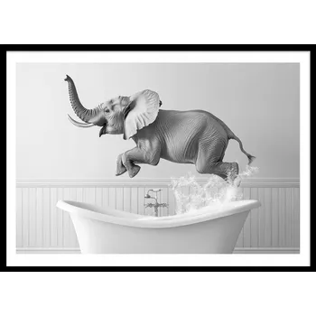 Obraz OBRAZ PLAKÁT V RÁMU do Koupelny WC Toalety vtipný slon vana P2518_33x43