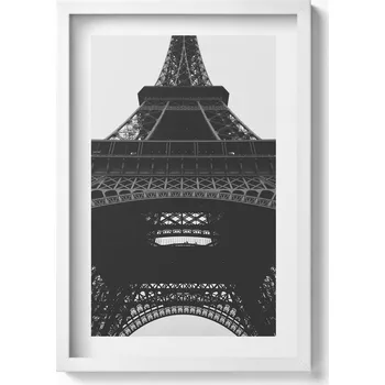 Obraz Stylový obraz v bílém rámu Paříž Francie Eiffelova věž panorama 40x60 cm