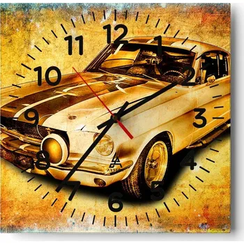 Hodiny Nástěnné hodiny do obýváku 40x40 Motorismus Tichý chod Hodiny na skle Bez hlučnosti