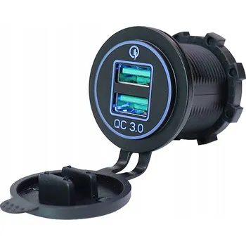 USB Nabíječka 2x QC 3.0 pro Vestavbu 36W Quick Charge Modrá