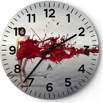 Hodiny Nástěnné hodiny do obýváku 40x40 Žena Kulatý Skleněné hodiny Loft Tiché