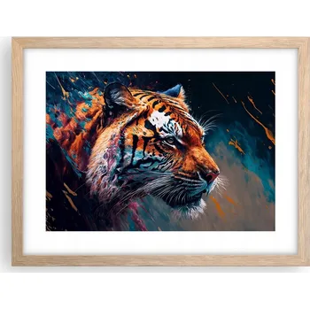 Obraz Obraz plakát v rámu světlý dub do obýváku 40x30 tygr foto na zeď