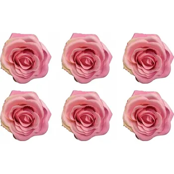 umělá květina UMĚLÉ KVĚTY růže na vazbu dekorace kytice 6x TMAVĚ RŮŽOVÁ