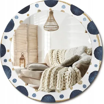 Zrcadlo Nástěnné zrcadlo s ozdobnou grafikou na skle Mandala měsíční. Průměr 70 cm