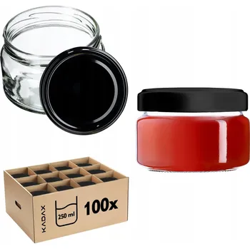 Sklenice 100x ZAVAŘOVACÍ SKLENICE NA ZAVAŘENINY 250ml + VÍČKO FI82 MED