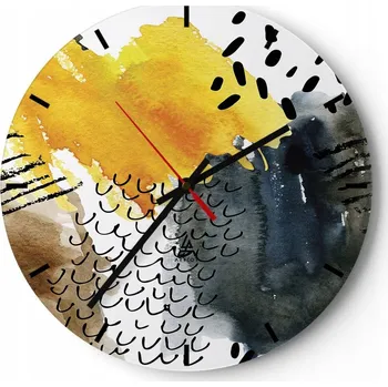 Hodiny Nástěnné hodiny do kuchyně 30x30 Abstrakce Skleněné hodiny do obýváku Tiché