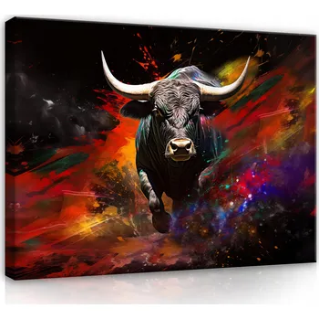 Obraz OBRAZ NA PLÁTNĚ OBRAZ NA PLÁTNĚ ABSTRAKCE BÝK DO LOŽNICE OBÝVÁKU MODERNÍ 100x70