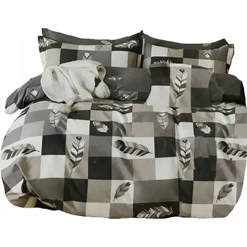 Povlečení POVLEČENÍ 160X200 BAVLNA SATÉN + 2 POVLAKY NA POLŠTÁŘE SADA POVLEČENÍ KOSTKOVANÉ PEŘÍ