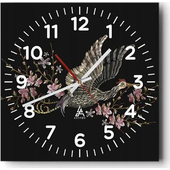 Hodiny Nástěnné hodiny do obýváku 40x40 Pták Tiché hodiny na skle Stylové