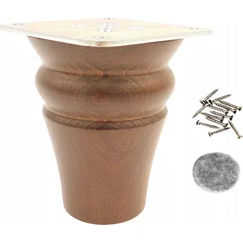 Obraz Dřevěná noha k nábytku, soustružená nožička 10 cm buk, moření ořech, s upevněním