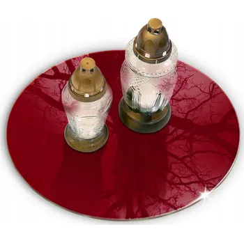 Obraz Ochranná skleněná podložka pod svíčky na hřbitov, barva burgundská, průměr 30 cm
