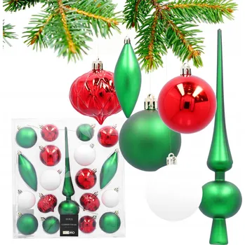 Vánoční dekorace Vánoční Baňky na vánoční stromeček, plastové vánoční ozdoby, 19 ks