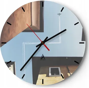 Hodiny Nástěnné hodiny do kuchyně 30x30 Letadlo Skleněné hodiny do obýváku Loft Tiché