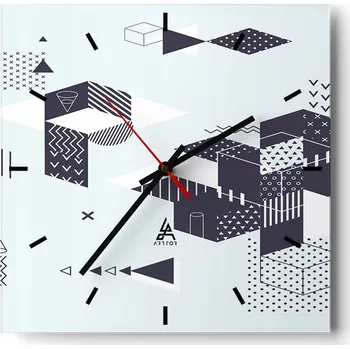 Hodiny Velké nástěnné hodiny 40x40 Abstrakce Skleněné tiché hodiny