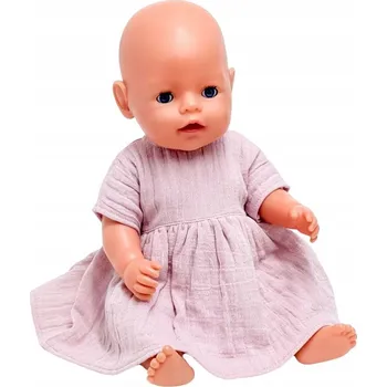 Doplněk pro panenku Oblečení pro panenky Baby Born 42-43 cm - šaty z mušelínu, světle růžové
