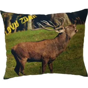 Dekorativní polštářek Polštář Lovu Zdar myslivecký motiv jelen (polštář pro myslivce , myslivecký polštářek )