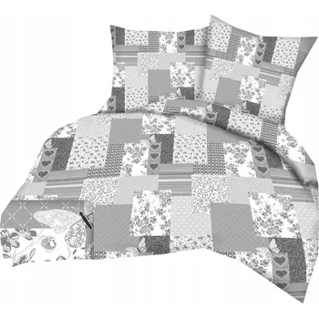 Povlečení Krepové povlečení 140x200 +1 Ks.70x80 GOLD Paczwork Motýl šedý