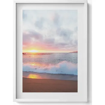 Obraz Elegantní obraz v bílém rámu Moře, pláž a západ slunce 50x70 cm